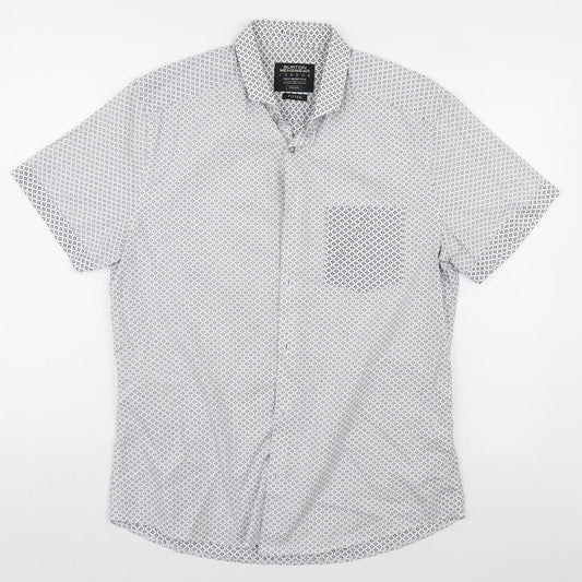 Mens UK Size M Burton White  Button-Up Short Sleeve Casual Shirt