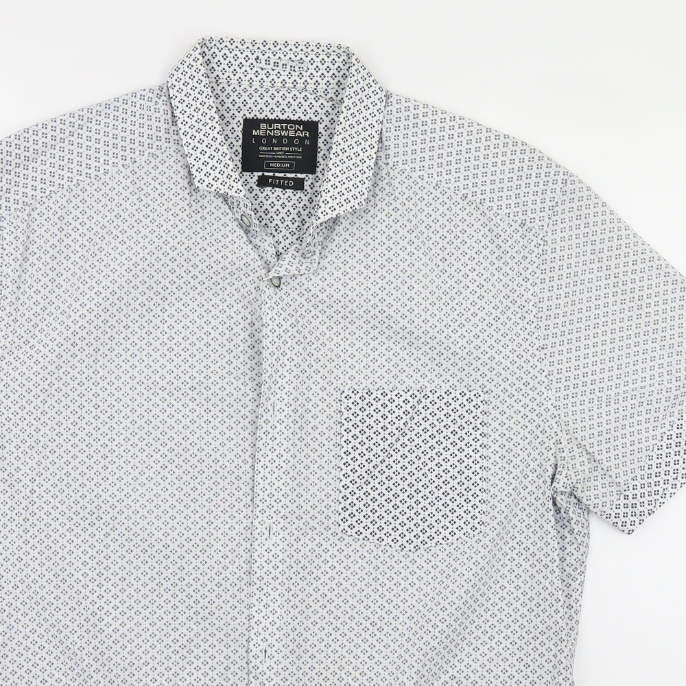 Mens UK Size M Burton White  Button-Up Short Sleeve Casual Shirt