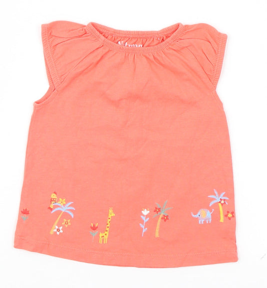 Nutmeg Baby Orange   Basic T-Shirt Size 6-9 Months  - Animals