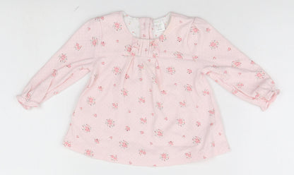 Mini Club Girls Pink Floral  Basic Dress Shirt Size 6-9 Months