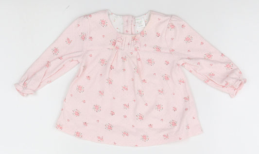 Mini Club Girls Pink Floral  Basic Dress Shirt Size 6-9 Months