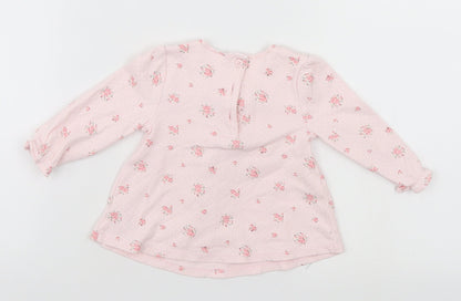 Mini Club Girls Pink Floral  Basic Dress Shirt Size 6-9 Months