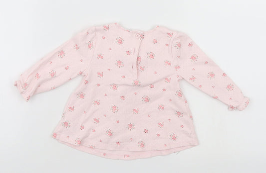 Mini Club Girls Pink Floral  Basic Dress Shirt Size 6-9 Months