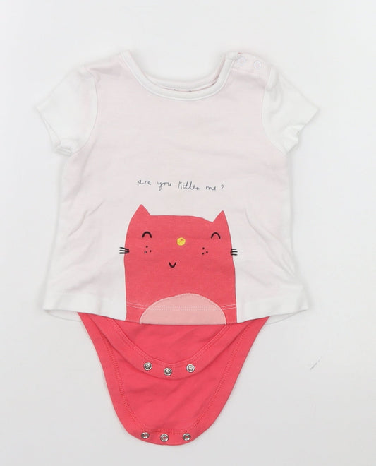 Mothercare Baby White   Babygrow One-Piece Size 6-9 Months  - Are you Kitten Me?