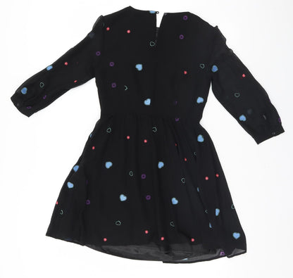 Love Label Womens Black Geometric  A-Line  Size 8  - Hearts
