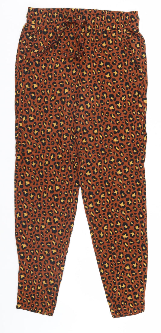 Primark Womens Orange Animal Print  Sweatpants Trousers Size 8 L26 in