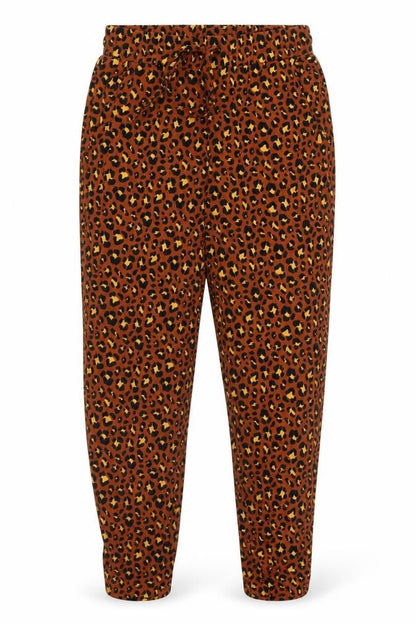 Front view of Primark women’s orange animal print sweatpants, size UK 8, 26-inch leg