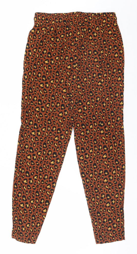 Primark Womens Orange Animal Print  Sweatpants Trousers Size 8 L26 in