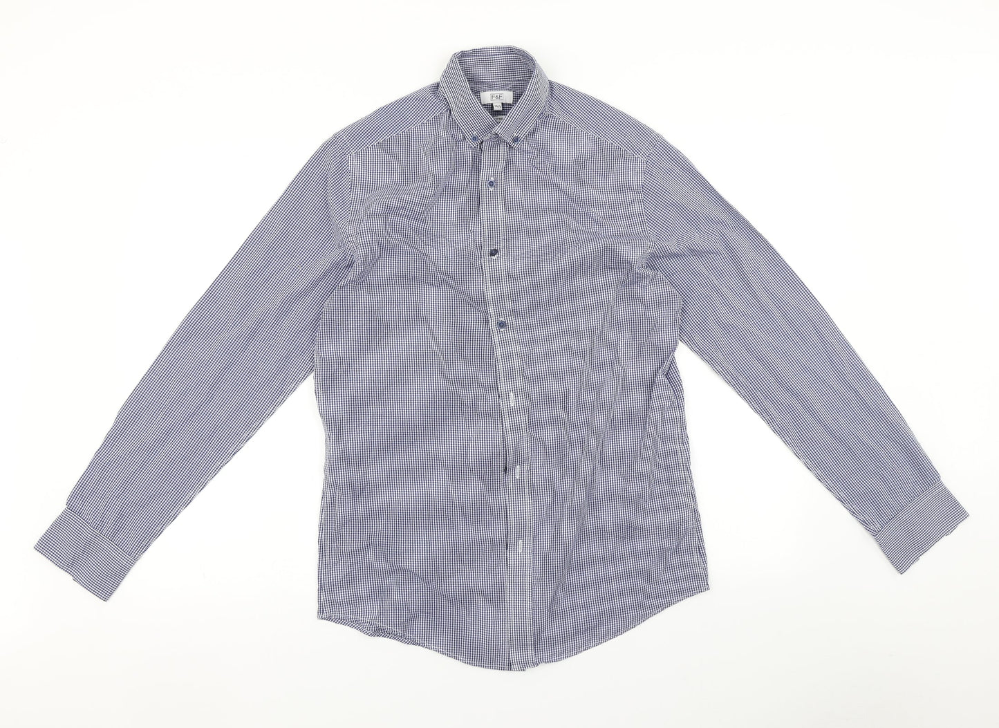 F&F Mens Blue Check   Button-Up Size 14.5