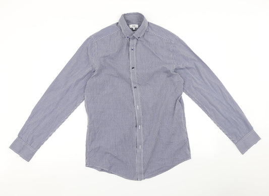 F&F Mens Blue Check   Button-Up Size 14.5