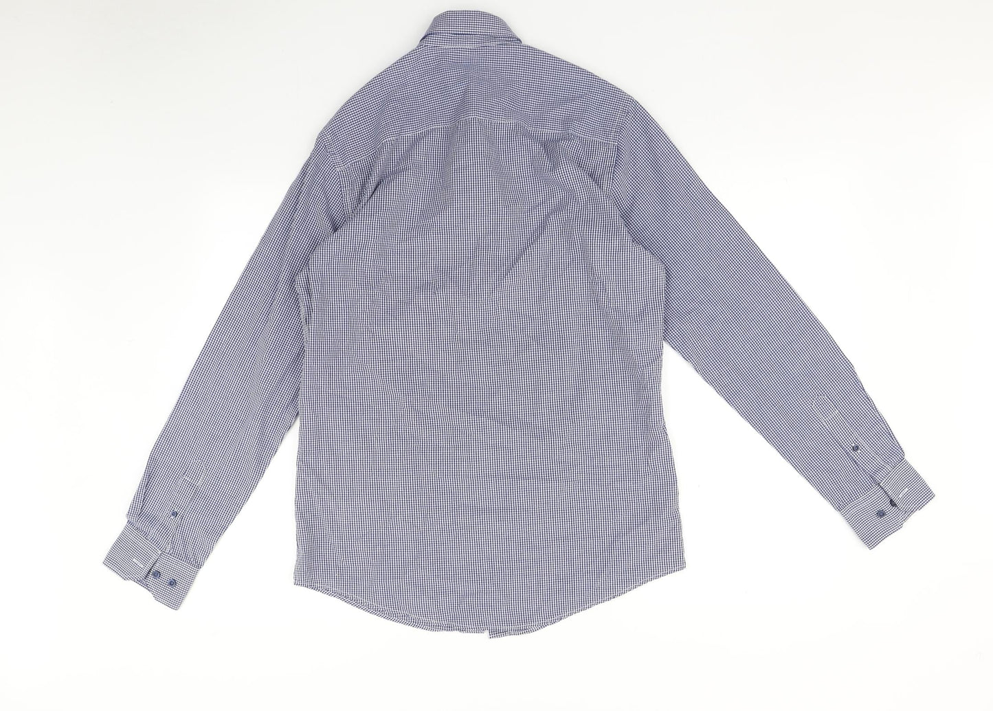 F&F Mens Blue Check   Button-Up Size 14.5