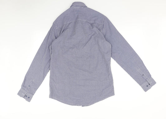 F&F Mens Blue Check   Button-Up Size 14.5