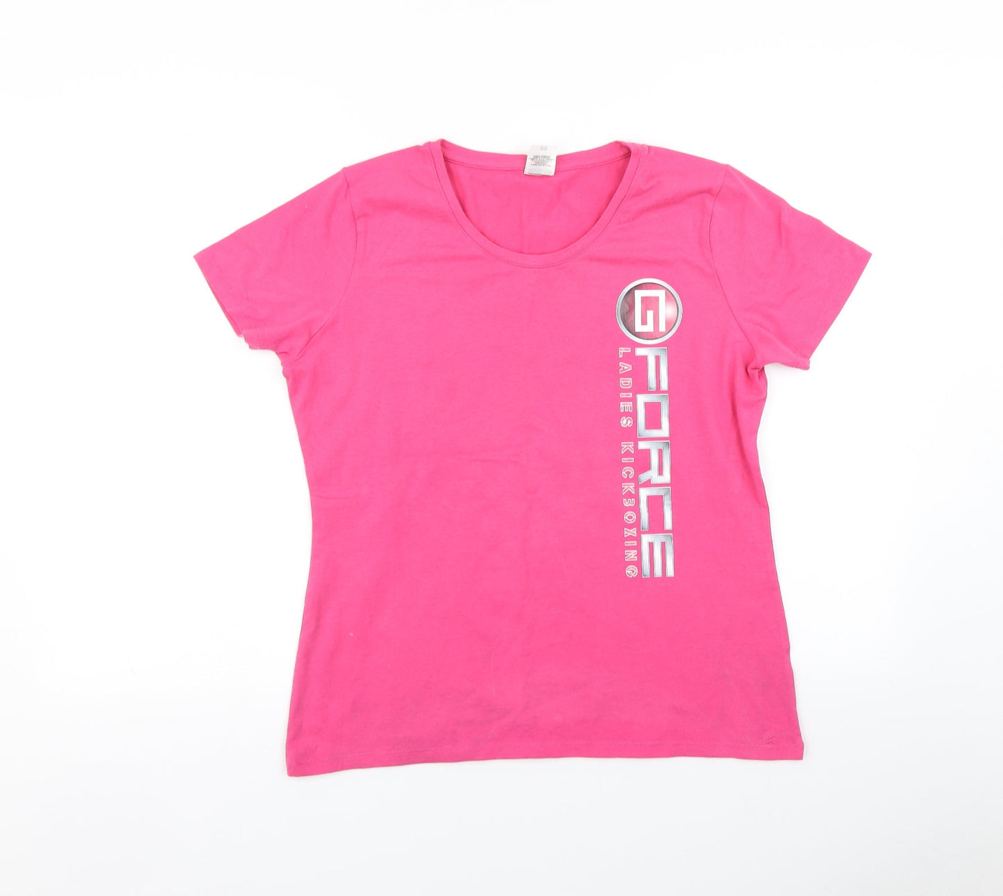 Womens UK Size L Fruit of the Loom Pink Basic T-Shirt