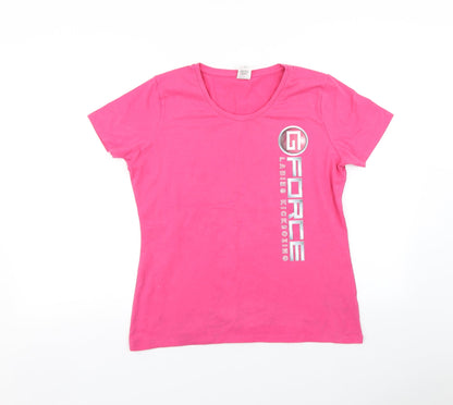 Womens UK Size L Fruit of the Loom Pink Basic T-Shirt