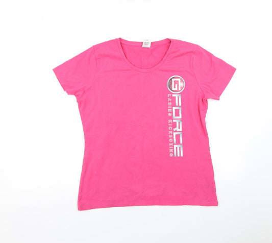 Womens UK Size L Fruit of the Loom Pink Basic T-Shirt