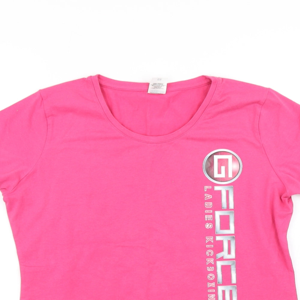 Womens UK Size L Fruit of the Loom Pink Basic T-Shirt