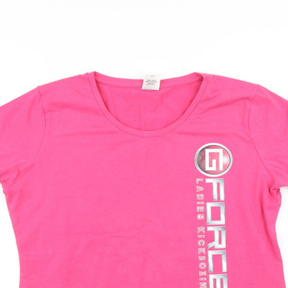 Womens UK Size L Fruit of the Loom Pink Basic T-Shirt