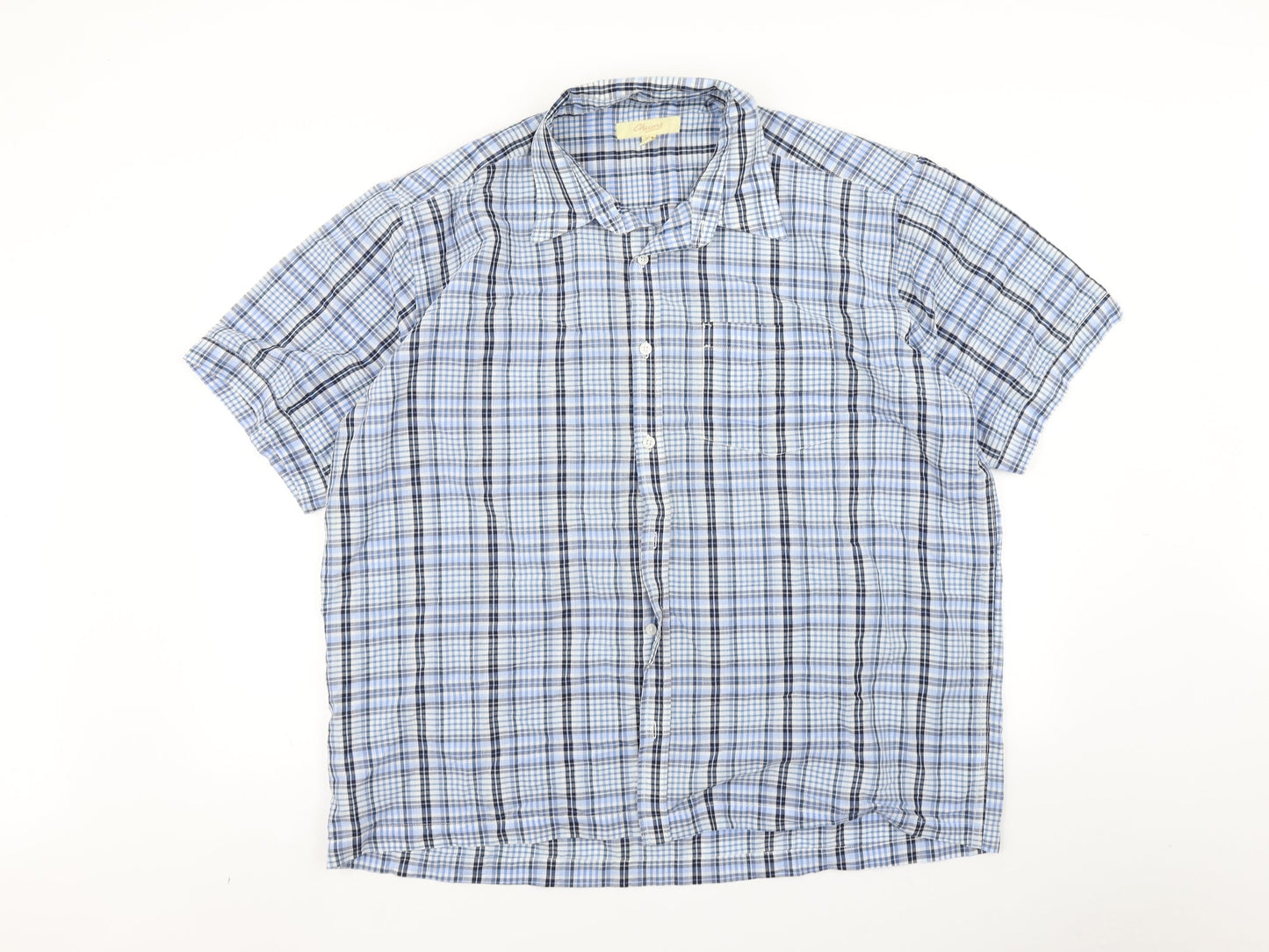 Mens UK Size XL Churns Blue  Button-Up Short Sleeve Casual Shirt