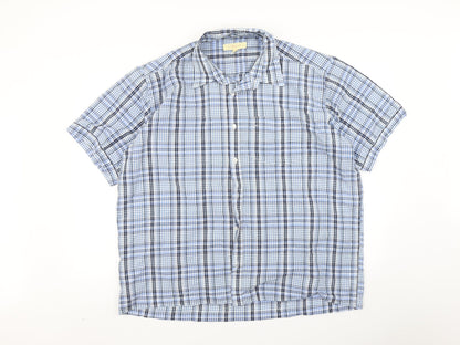Mens UK Size XL Churns Blue  Button-Up Short Sleeve Casual Shirt