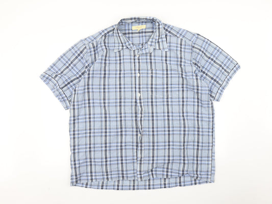 Mens UK Size XL Churns Blue  Button-Up Short Sleeve Casual Shirt