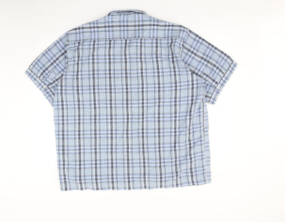 Mens UK Size XL Churns Blue  Button-Up Short Sleeve Casual Shirt