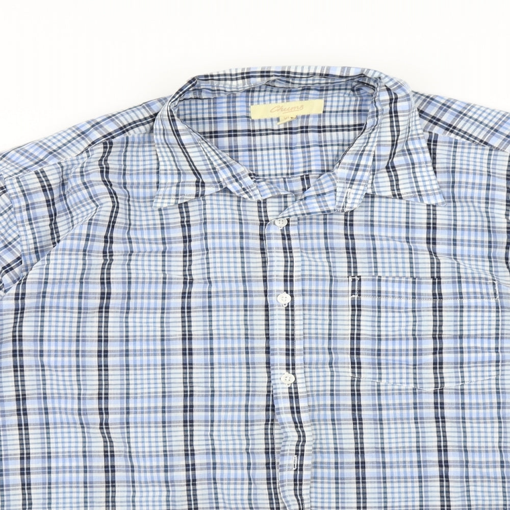 Mens UK Size XL Churns Blue  Button-Up Short Sleeve Casual Shirt