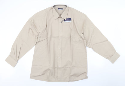 Tom Hagan Mens Beige    Button-Up Size 17