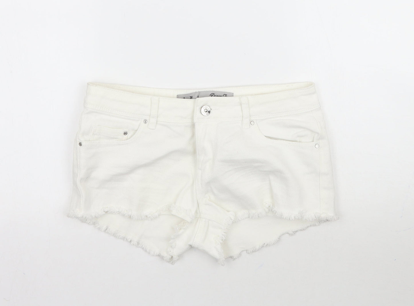 Denim Co. Womens White  Denim Cut-Off Shorts Size 8