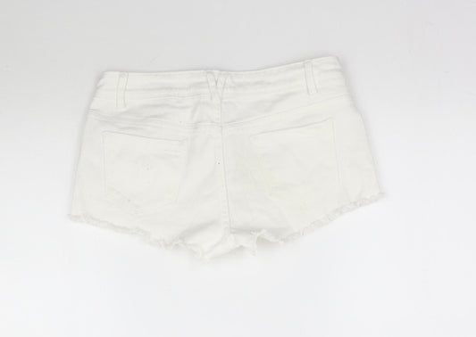Denim Co. Womens White  Denim Cut-Off Shorts Size 8