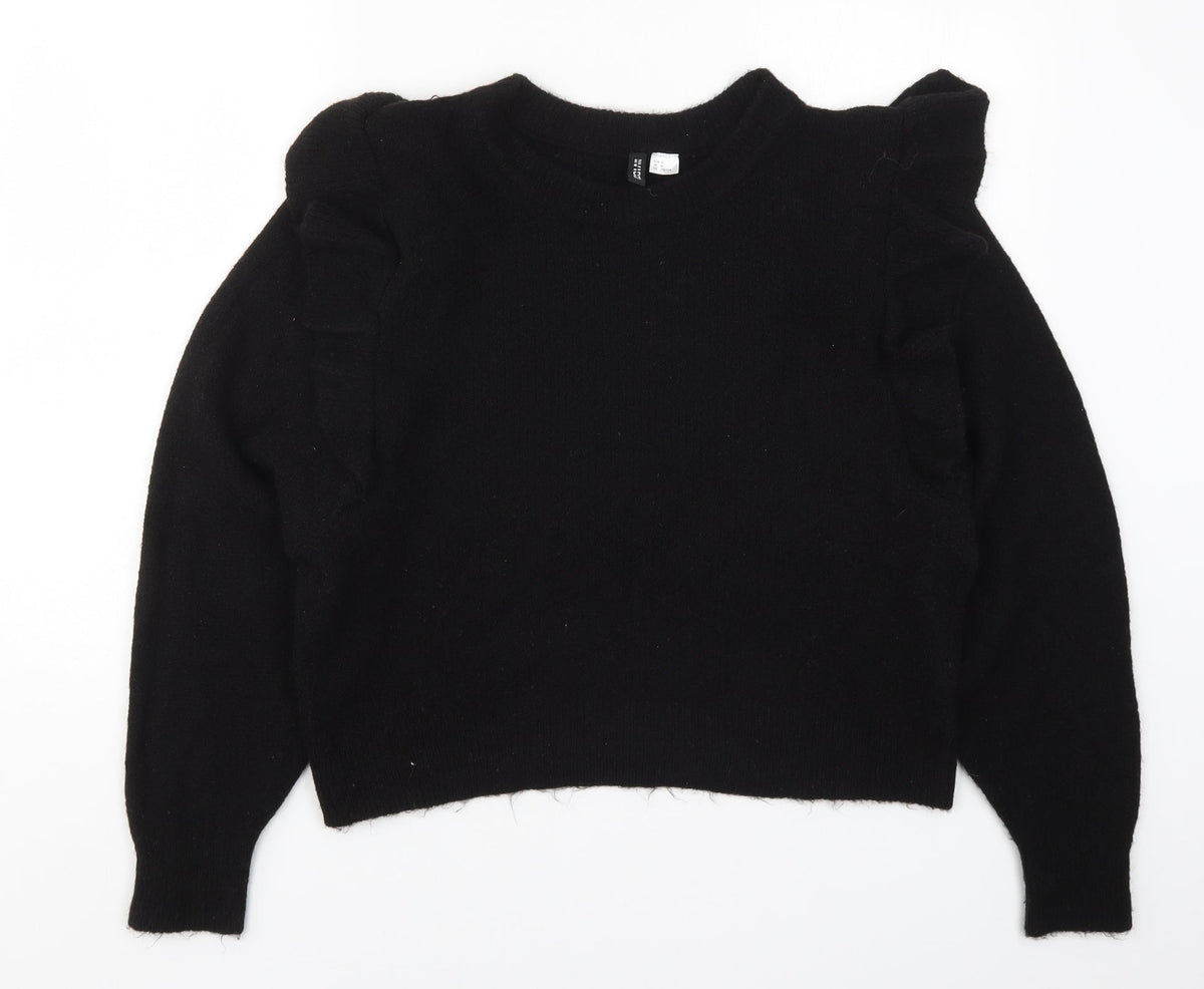 Additional front view of H&M women’s black knit jumper, size M