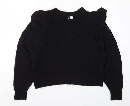 Additional front view of H&M women’s black knit jumper, size M
