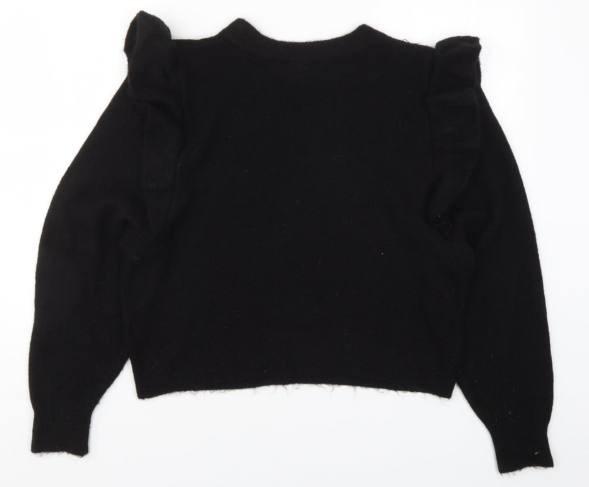 Back view of H&M women’s black knit jumper, size M