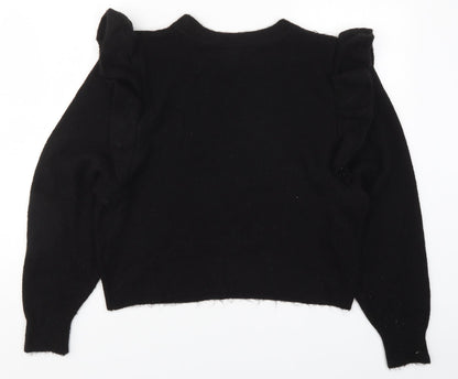 Back view of H&M women’s black knit jumper, size M