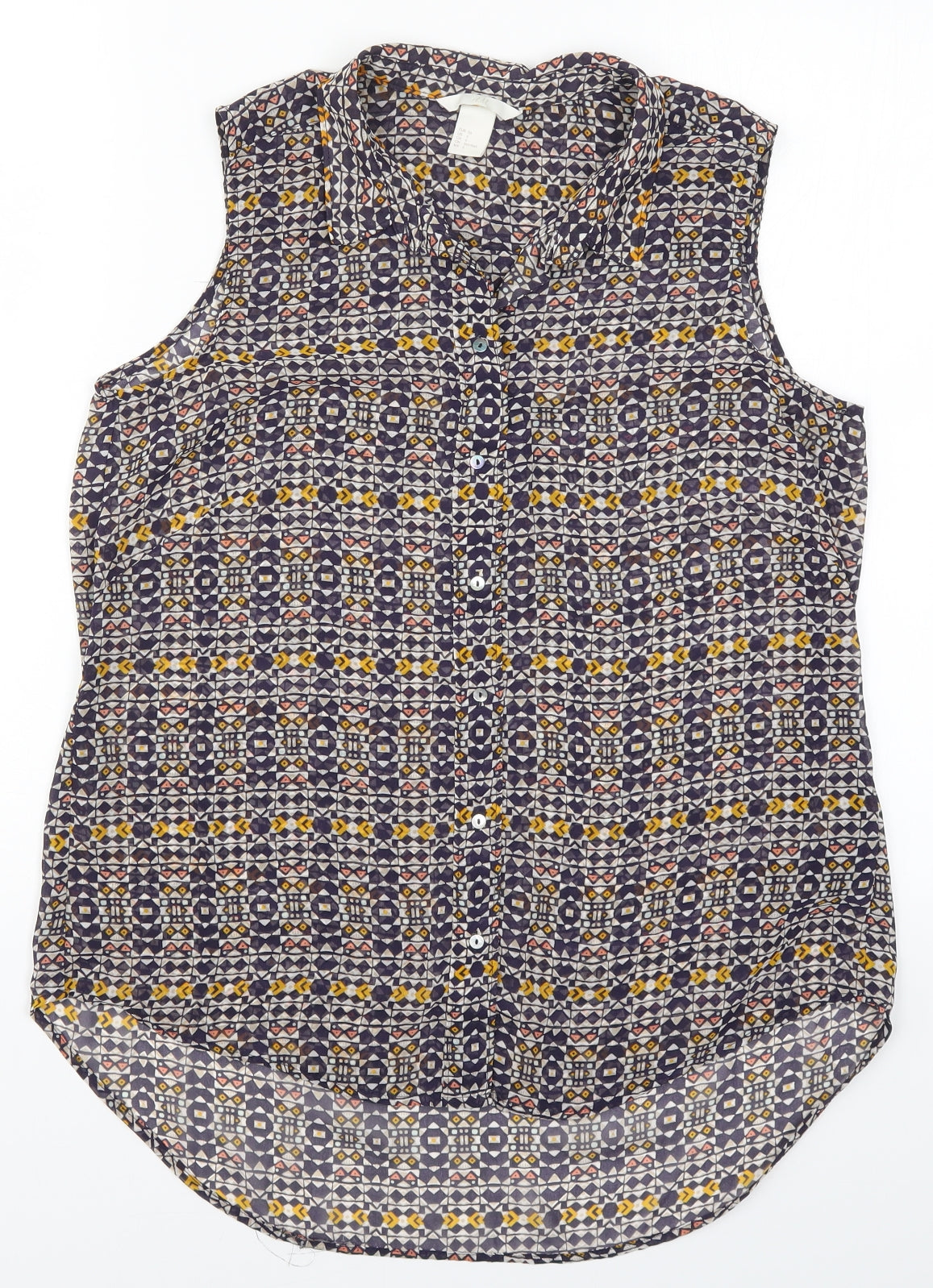 Womens UK Size 8 H&M Blue Basic Button-Up