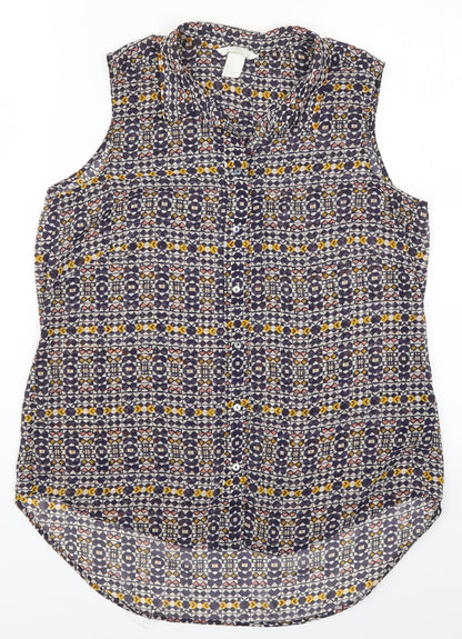 Womens UK Size 8 H&M Blue Basic Button-Up