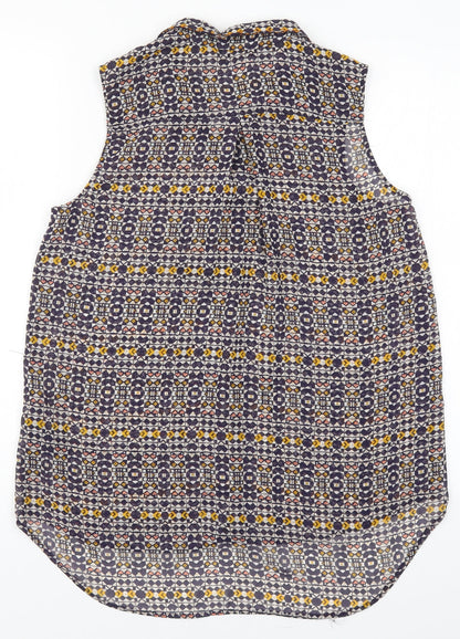 Womens UK Size 8 H&M Blue Basic Button-Up