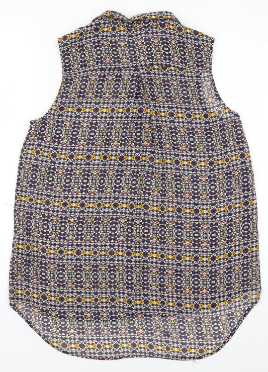 Womens UK Size 8 H&M Blue Basic Button-Up