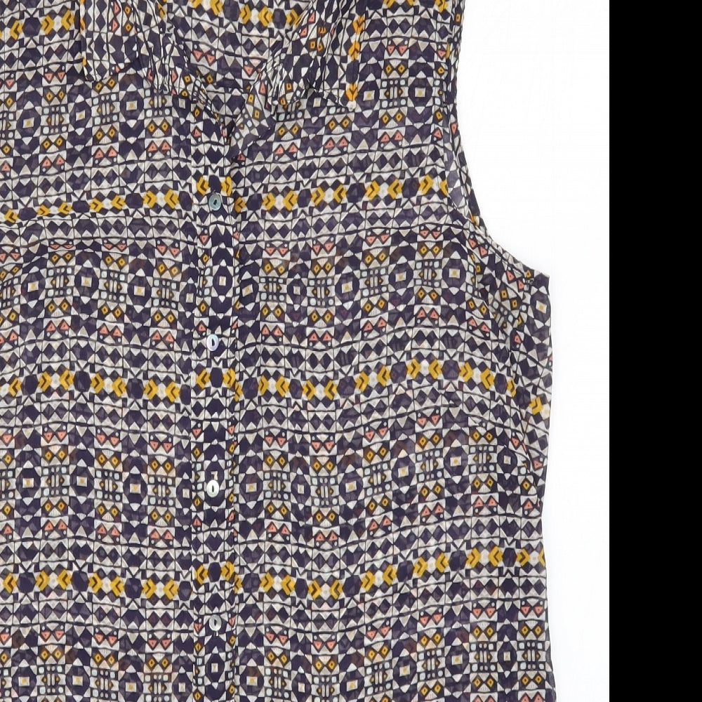 Womens UK Size 8 H&M Blue Basic Button-Up