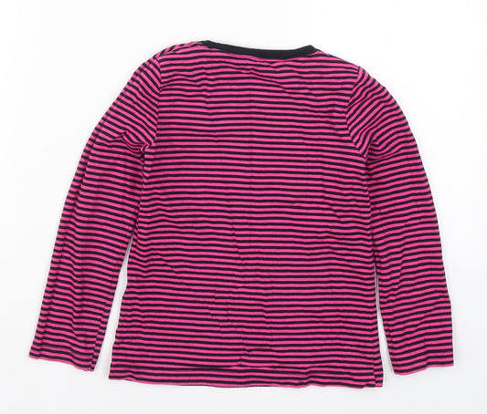 George Girls Pink Striped  Basic T-Shirt Size 5-6 Years