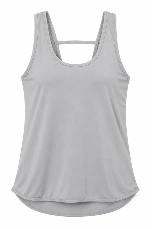 Front view of Race at Your Pace women’s grey basic tank, size S