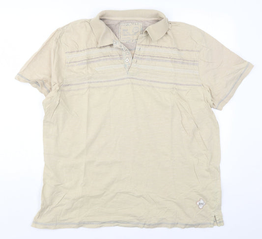 BHS Mens Beige Striped   Polo Size XL