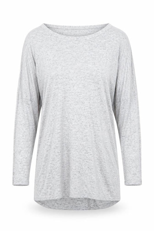 Front view of Atmosphere women’s grey basic t-shirt, size UK 6