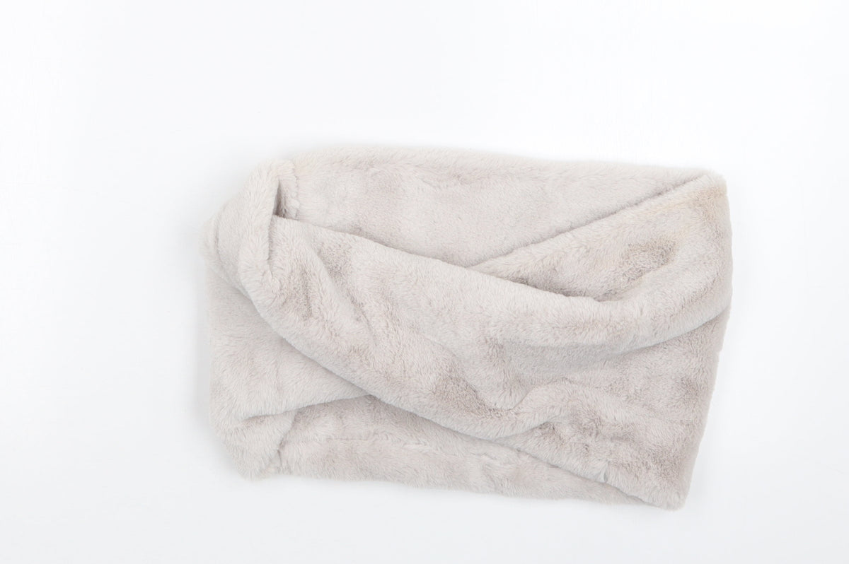 Front view of Preworn women’s grey scarf - snood