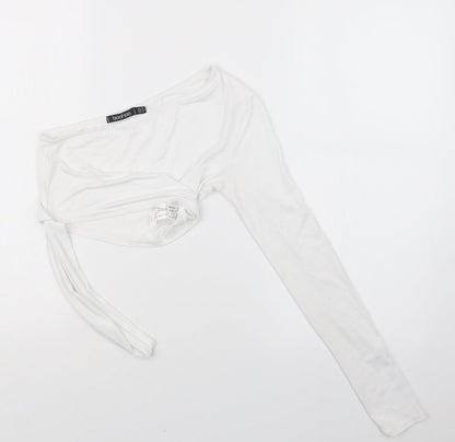 Boohoo Womens White   Cropped T-Shirt Size 6
