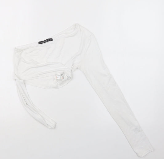 Boohoo Womens White   Cropped T-Shirt Size 6