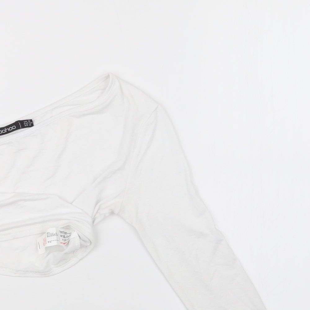 Boohoo Womens White   Cropped T-Shirt Size 6