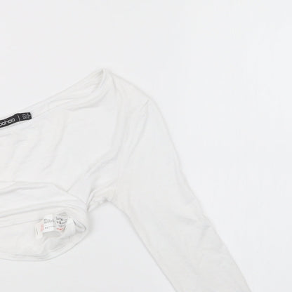 Boohoo Womens White   Cropped T-Shirt Size 6