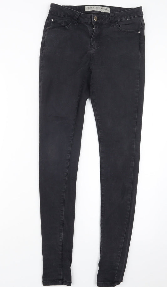Denim Co. Womens Black  Denim Straight Jeans Size 12 L30.5 in