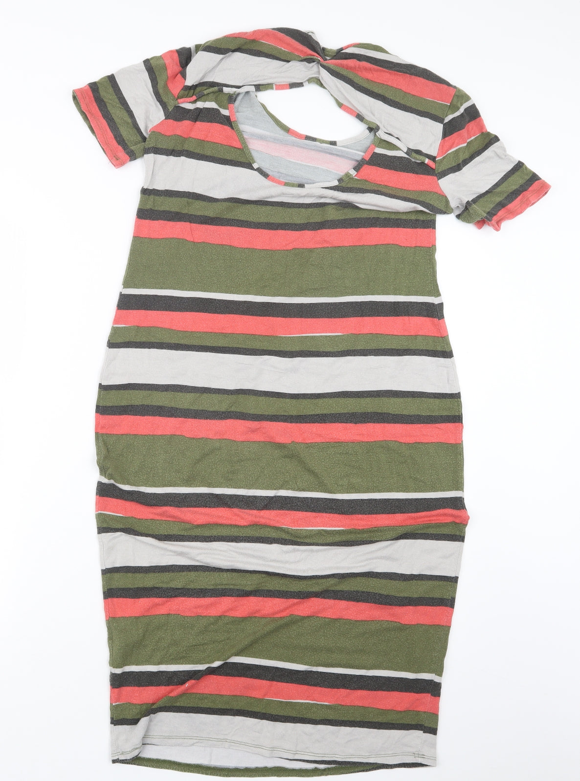 ASOS Womens Green Striped  T-Shirt Dress  Size 12