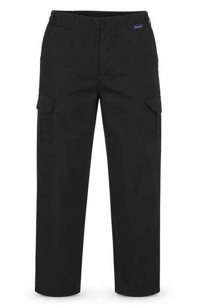 Front view of Black Knight men’s black trousers, size 31, in, 31-inch leg